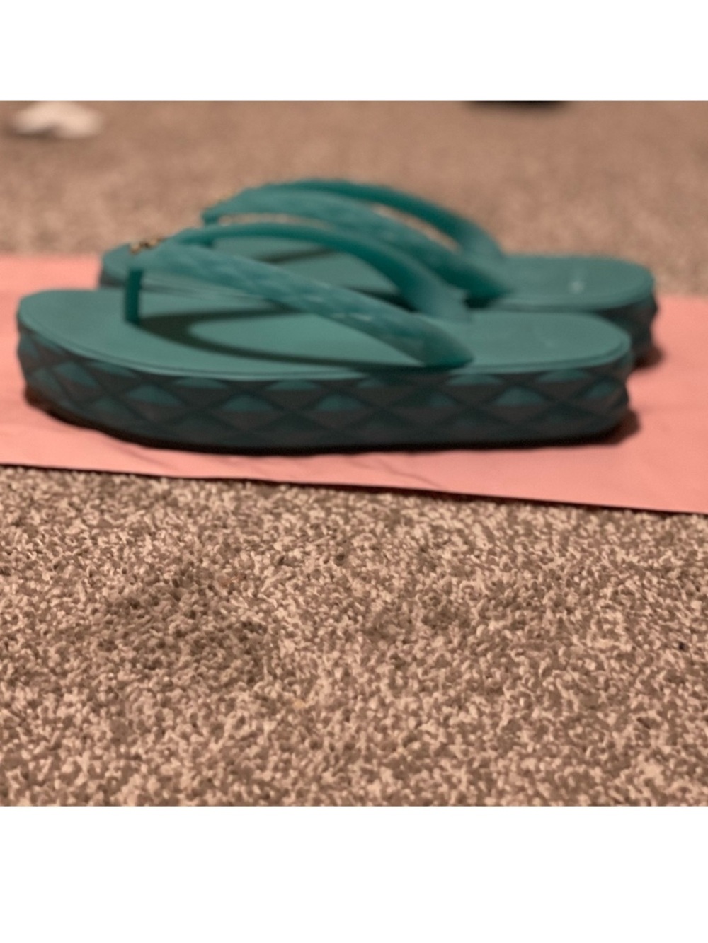 Jimmy Choo Teal Platform Flip Flop Sandals